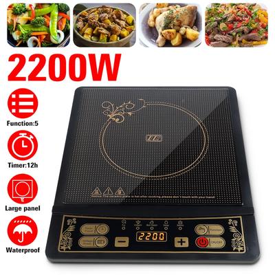 Fogão elétrico de indução de 2200 W, placa de cozimento à prova d'água, fogão inteligente, fogão de indução, queimador de fogão