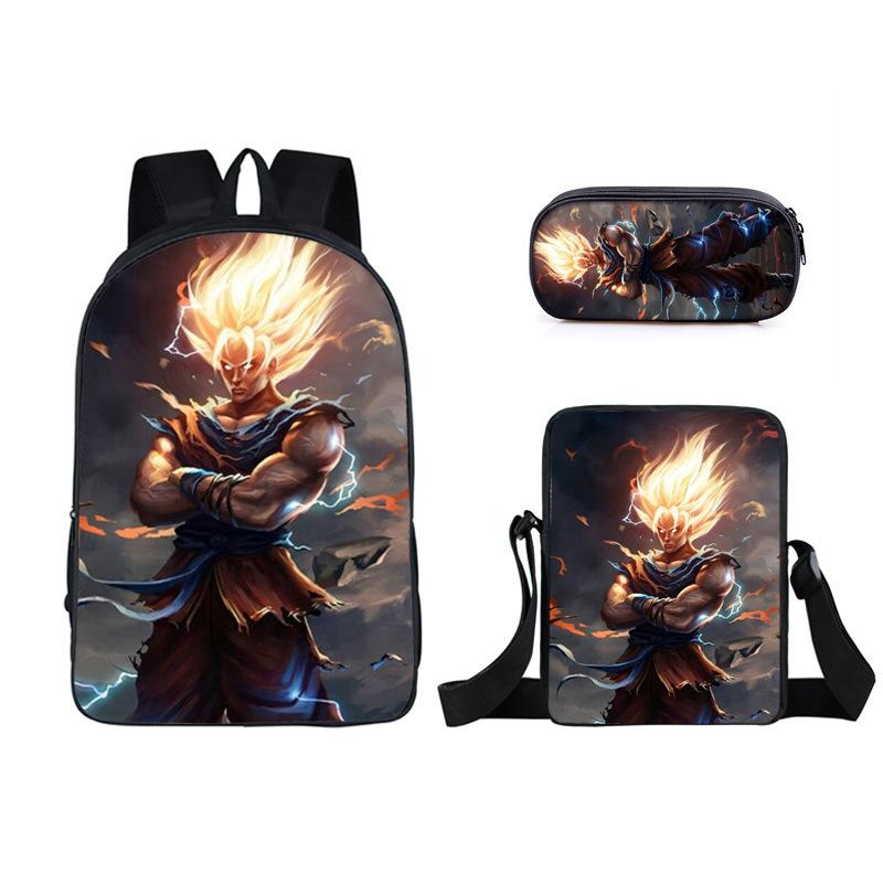 Animation seven dragon ball backpack, primary and secondary school schoolbag, satchel, shoulder bag, pencil case three-piece set