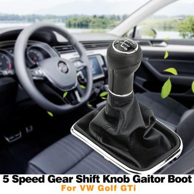 5 Speed Gear Shift Knob Gaitor Boot Black PU Leather
