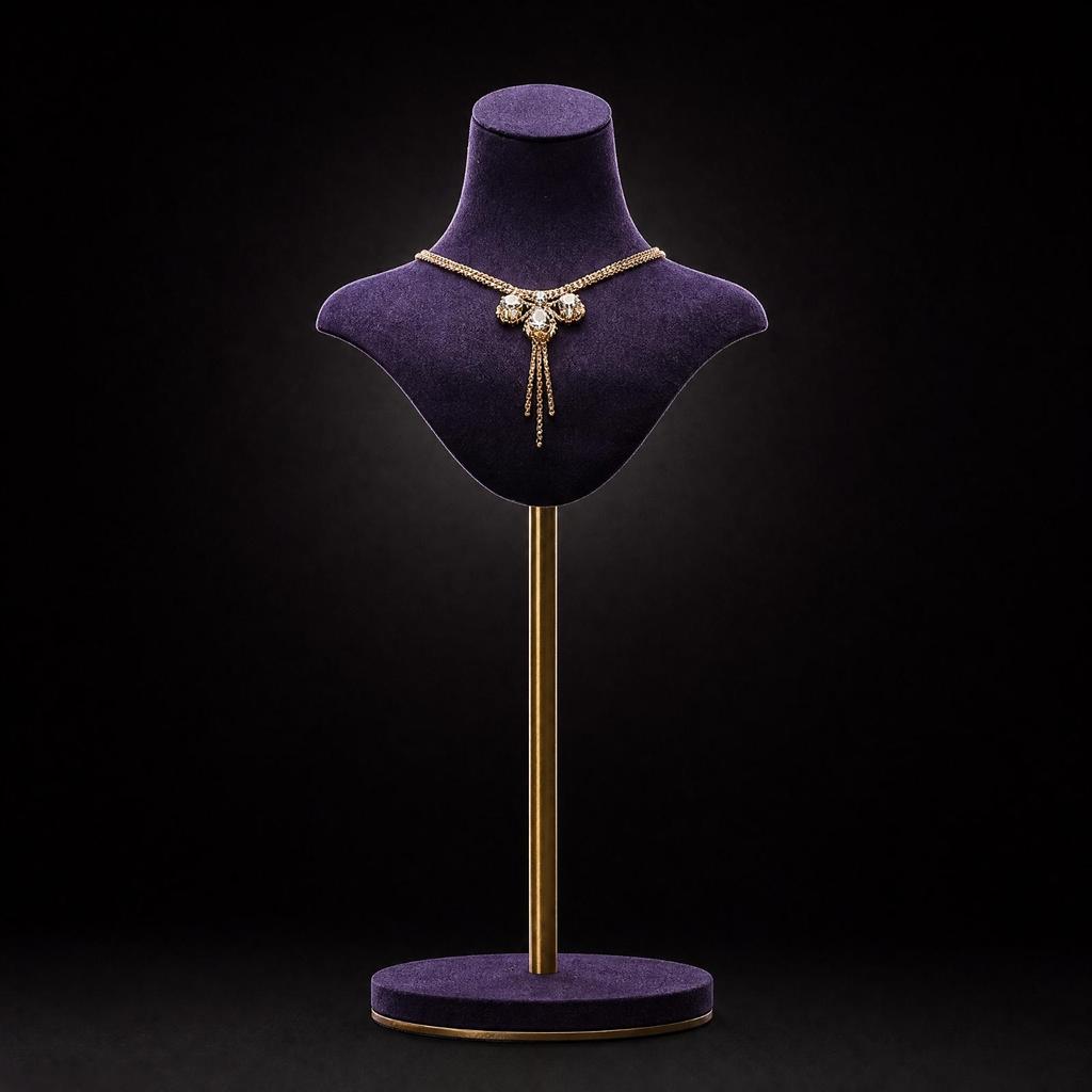 clothCovered Necklace Display Stand Stable Jewelry Bust with Round Base