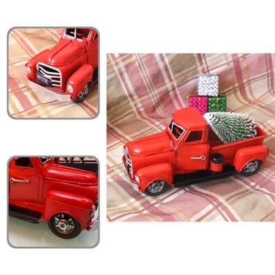 Nützliche, rostfreie Vintage-LKW-Miniatur, auffällige rote Weihnachts-LKW-Dekoration für den Garten