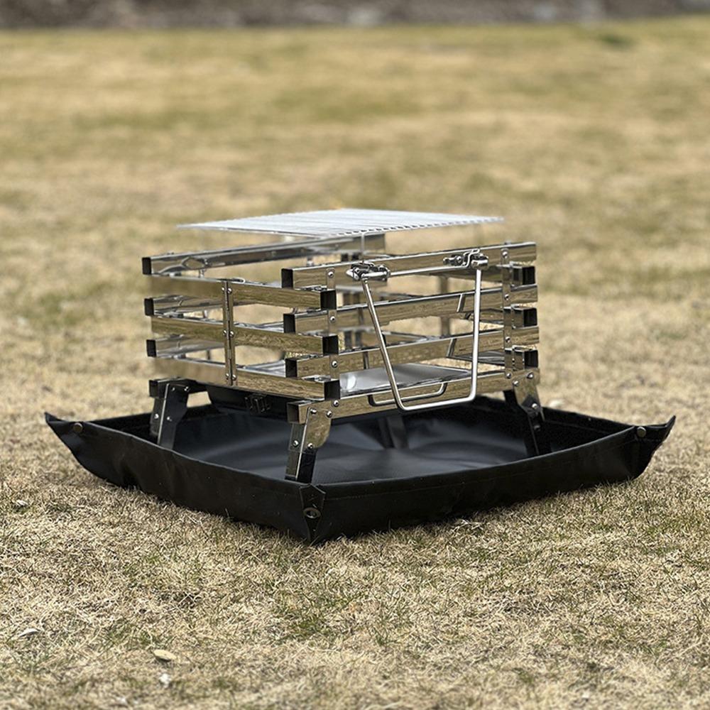Black Under Grill Mat Protective Pad Fireproof Grill Pad Versatile Fire Pit Mat  Camping Stove