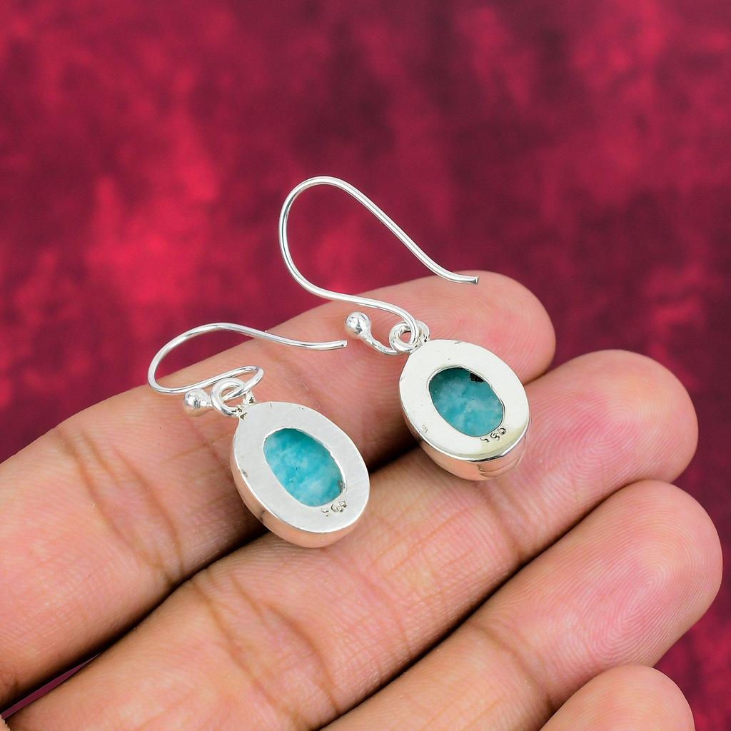 Amazonite Earrings, 925 Solid Sterling Silver Earrings Handmade Gemstone Jewelry, Gifts For Wife Brand New Earrings