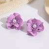 Fashion Trend Versatile Flower Earrings Double Petal Earrings Stems Pearl Color Spray Paint Earrings