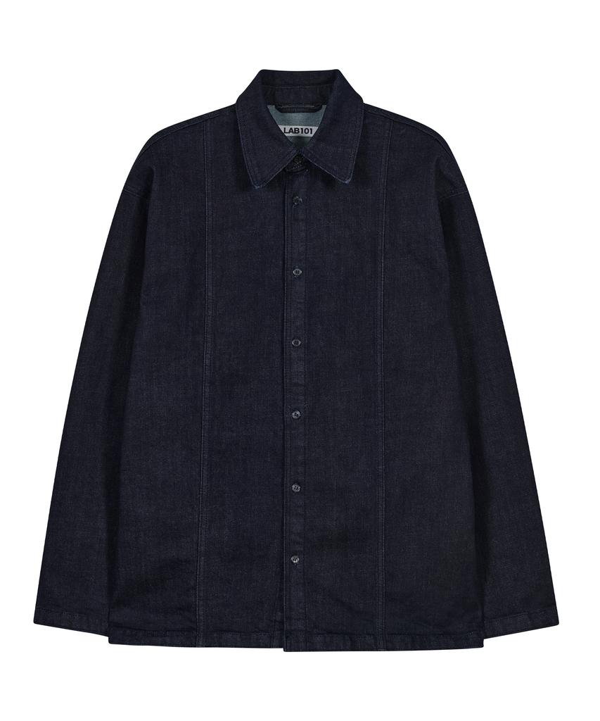 LAB101 Semi-Overfit Normal Wash Denim Shacket (Dark Blue)