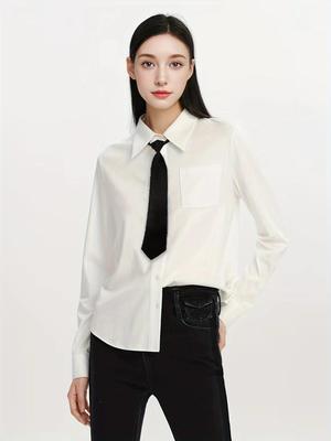 Women Solid Color Shirt Spring Autumn Versatile Ladies JK Blouse Preppy Style Loose Long Sleeve Casual Blusas Bottom Top