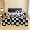 Checkerboard Double-Sided Fleece Blanket for Car, Sofa, Camping – Autumn/Winter Thickened