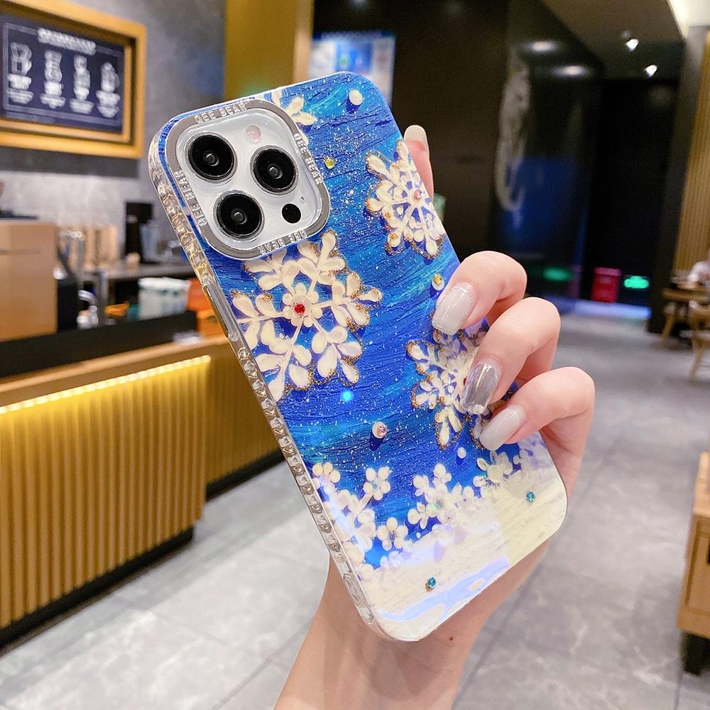 For iphone 15 14 13 12 Pro Max 15 14 plus Fashion snowflakes Pattern blue Phone Case For iphone 11 15pro max 15plus 14promax Soft silicone Back Cover