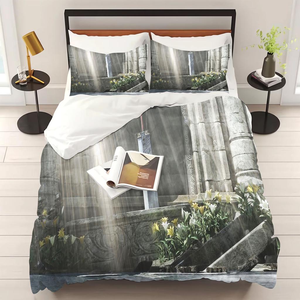 Duvet Cover Set Children Gift Game Cartoon Quilt Polyester 3-Piece Soft Breathable Breathable Comforter Bedding