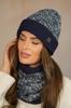 Apricot Winter Set Hat with Snood Color Navy Blue