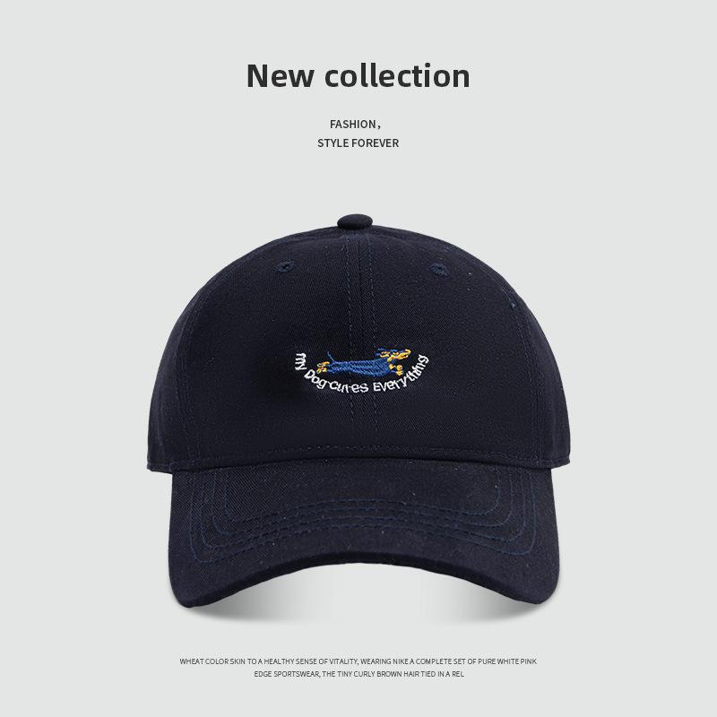 Unisex Animal Embroidery Embroidery Hip-hop Hats Fashion Cartoon Dog Baseball Cap Summer Outdoor Adjustable Casual Sunscreen Hat