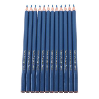 12pcs Set Wooden Handle Fabric Marker Blue Colored Water Soluble Pencil for Clothes Shoes DIY