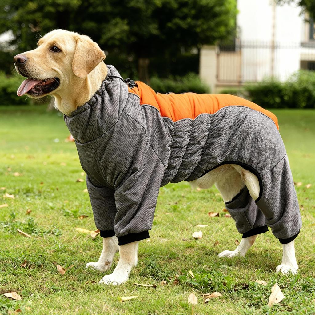 Dog Winter Coat, Fleece Lined, Large Dogs, Warm, Breathable XL Sunset Orange