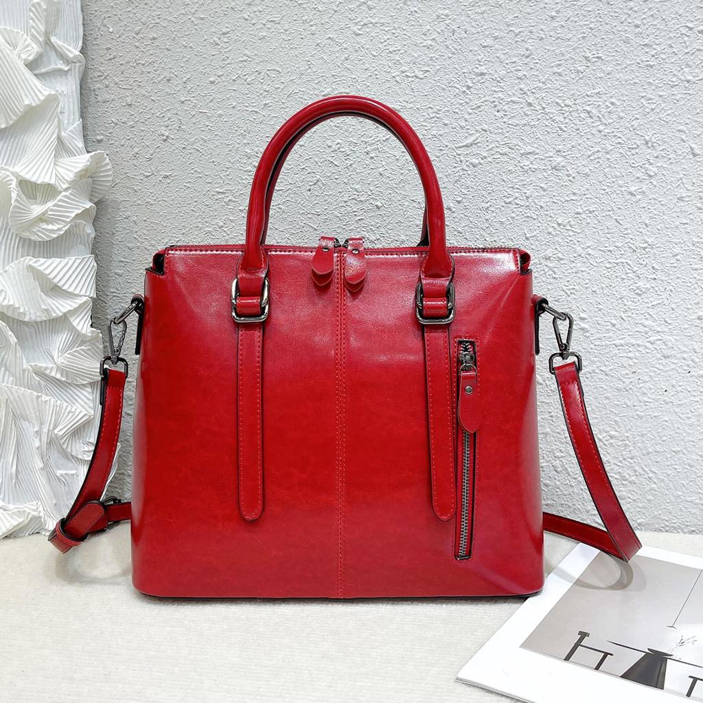 Women Shoulder Cross body Handbag Top Handle Bag Genuine Leather Casual Designer Lady Female Oil Wax Cowhide Messenger Tote Bag