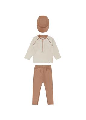 Oben und Unten Rash Guard Badekappe Set Netztasche Kapuzenlos Lang Lang Badekappe mit Konny [Konny] [Kinder & + Geschenk] Jungen, Mädchen, Unisex, Badeanzug,