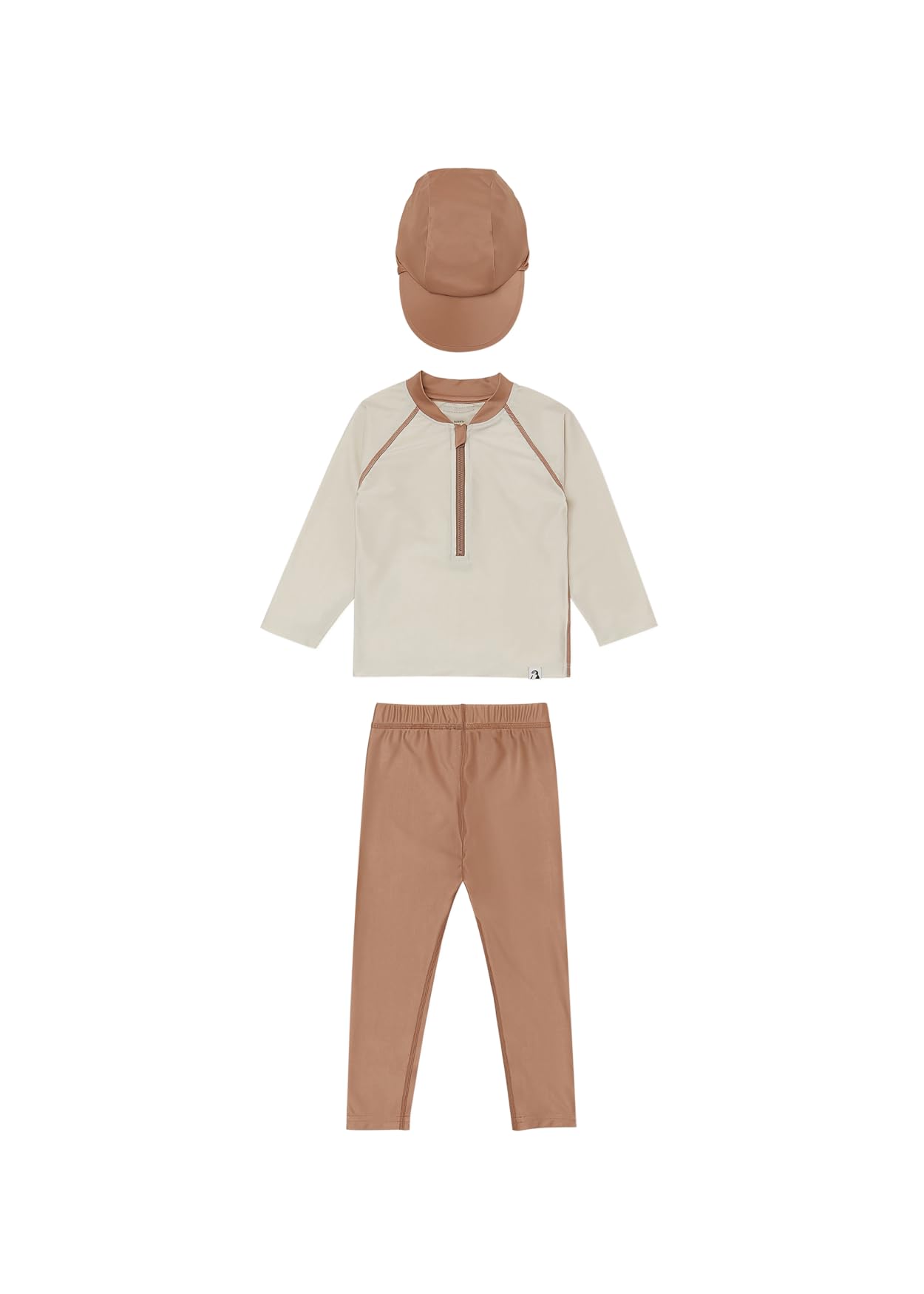 

Комплект рашгарда с верхом и низом, шапочка для плавания, сетчатая сумка, рашгард без капюшона, длинная шапочка для плавания с Konny [Konny] [Детский и + Подарок] Мальчики, Девочки, Унисекс, Купальник, бежевый