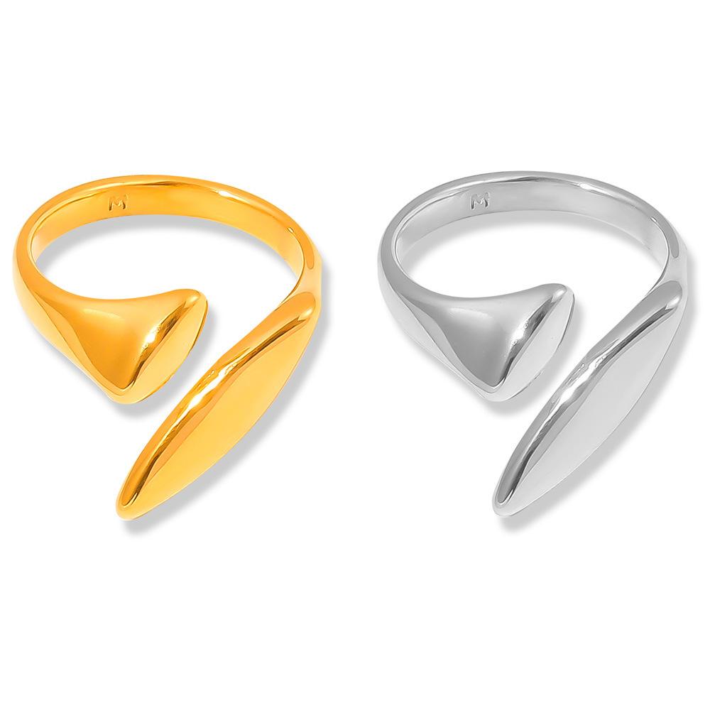 Britischer Trend Mode Retro Geometrischer Unregelmäßiger Offener Ring Hip Hop Titan Stahl Vergoldeter Ring Damen