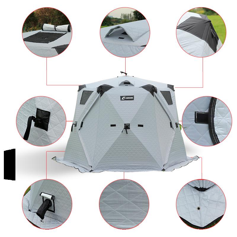 Hexagonal Winter Ice Fishing Tent - Cotton, Thickened, Warm, No-Assembly Needed