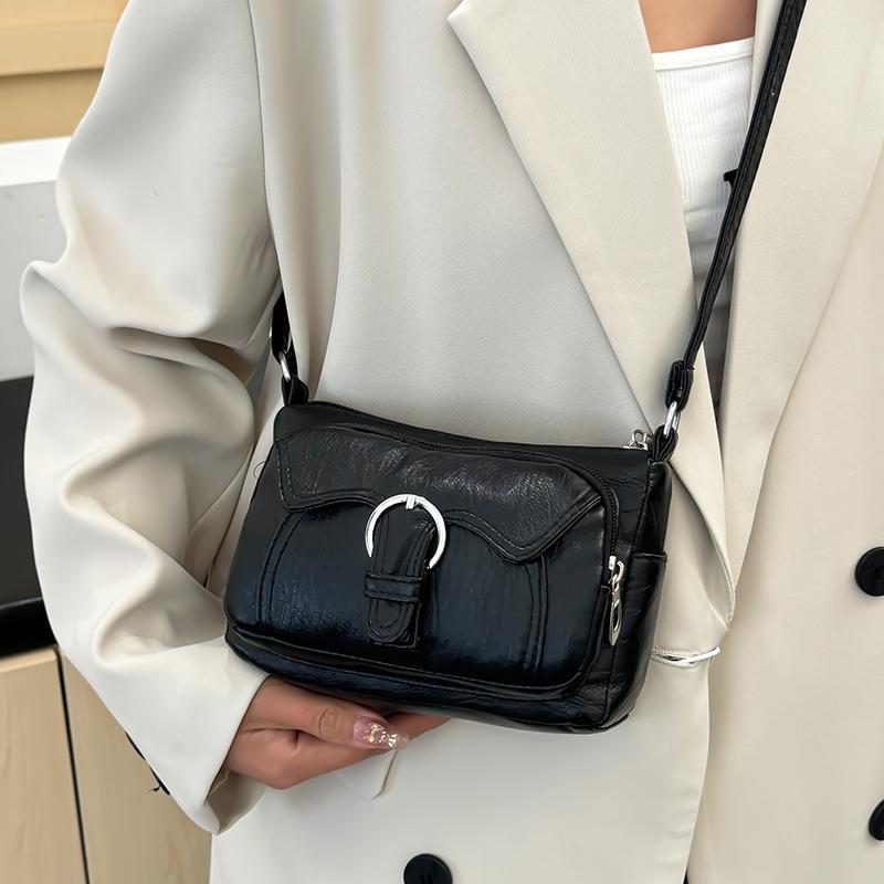 Women's Bag Soft Leather Middle-Aged Mother Bag Large Capacity Crossbody Bag Multi-Pocket Shoulder Bag