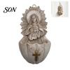 Retro Style Relief Sacred Heart of Mary Holy Water Font, Vintage Resin Wall Hanging Storage Basin Hanging, Catholic Religious Decor Ornament for Home