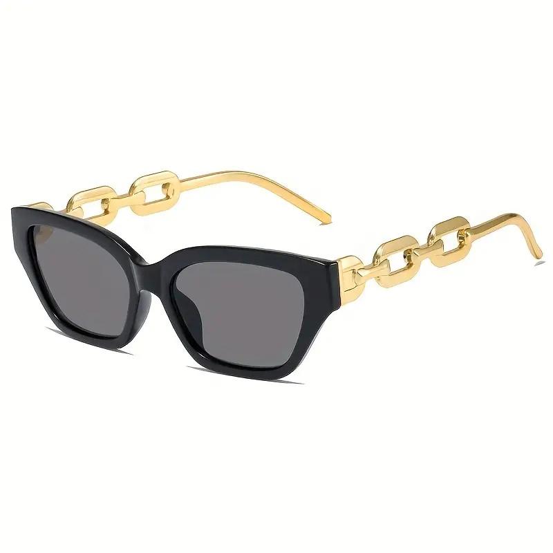 Occhiali da Sole Moda Cat Eye Per Donne Uomini Lente a Specchio Catena Ciondolo Occhiali Per Festa Estiva in Spiaggia