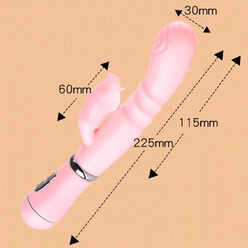 Vibrateur Dildo Point G Lapin Stimulateur Clitoris Pénis Anal Double Pénétration Lècheur Langue Double Tige Jouet Sexuel Pour Femmes Adultes