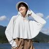 UPF50+ Anti-UV Black Sun Protection Shawl for Women, Breathable Ice Silk, Cooling Loose Fit.