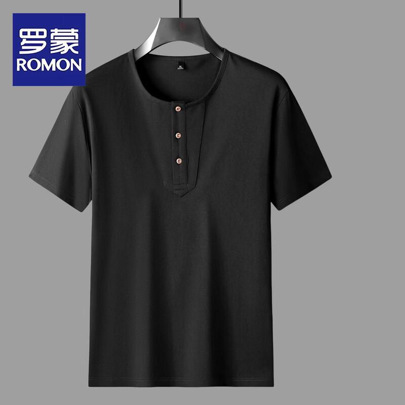 ROMON Men s Plus Size Summer Loose Round Neck T-Shirt 3XL чёрный