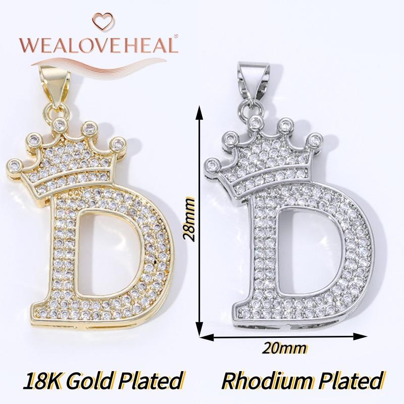 18K Gold Plated Brass A-Z Crown Initial Alphabet Pendant,Inlaid Zircon 26 Letter Charms for DIY Necklace Jewelry Making Supplies 18K Gold Plated