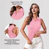 Chaleco de golf para mujer Slim Fit Top Cremallera Escote Tanque Solapa Sin mangas Color sólido Racerback Deporte