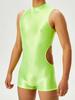 Sexy Herren-Einteiler Ausgeschnittenes Bodysuit Unisex Strumpfhose Elastisches Leotard Öl Glänzend Glatt Leotard Formgebender Jumpsuit
