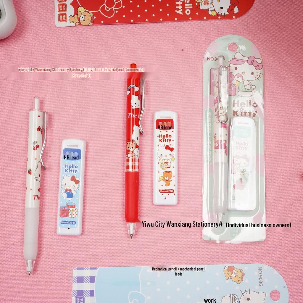 Hello Kitty No-Sharpen Click Pencil Set with Refills for Kids & Students