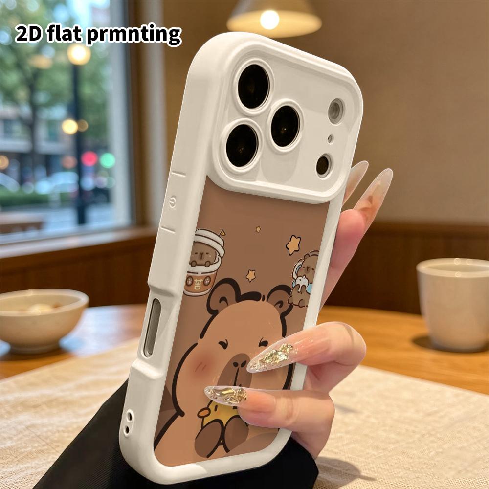 Phone Case: 2D Flat Design Suitable for iPhone 18 17 16 15 14 13 Pro Stepped Protective Case, with Text Capybara, Christmas and Halloween Holiday Gift