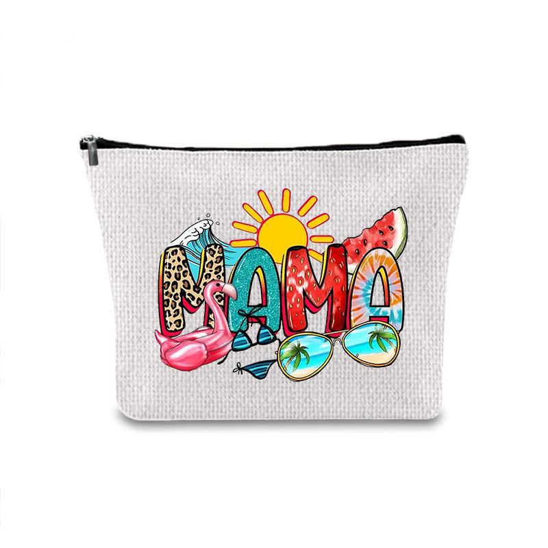 Large Capacity Linen Makeup Bag: Cross-Border Printed Cosmetic Storage with Zipper