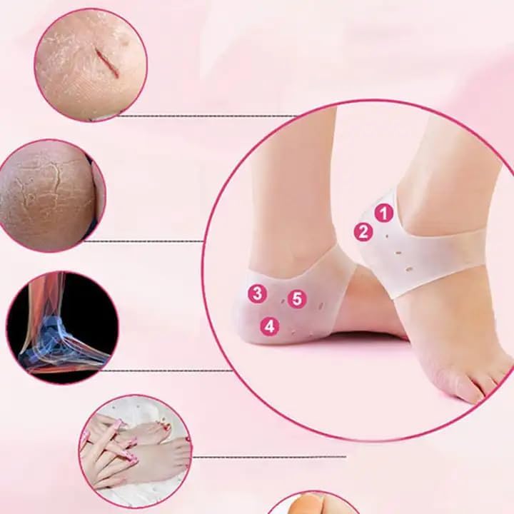 Frankz Pair Anti Crack Silicone Half Gel Heel And Foot Protector Moisturizing Socks for Foot Care for Men and Women Pain Relief And Heel Cracks(B