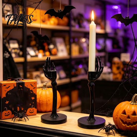 Unique Skeleton Hand Gift Gothic Candle Holder, Spooky Skeleton/Skeleton Taper Resin Decorative Base for Party Candlestick Decoration Halloween Dining