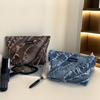 Denim Tassel Cosmetic Bag, Large-capacity Storage Bag, Portable Toiletry Bag, Lotion Brush Bag, Finishing Bag