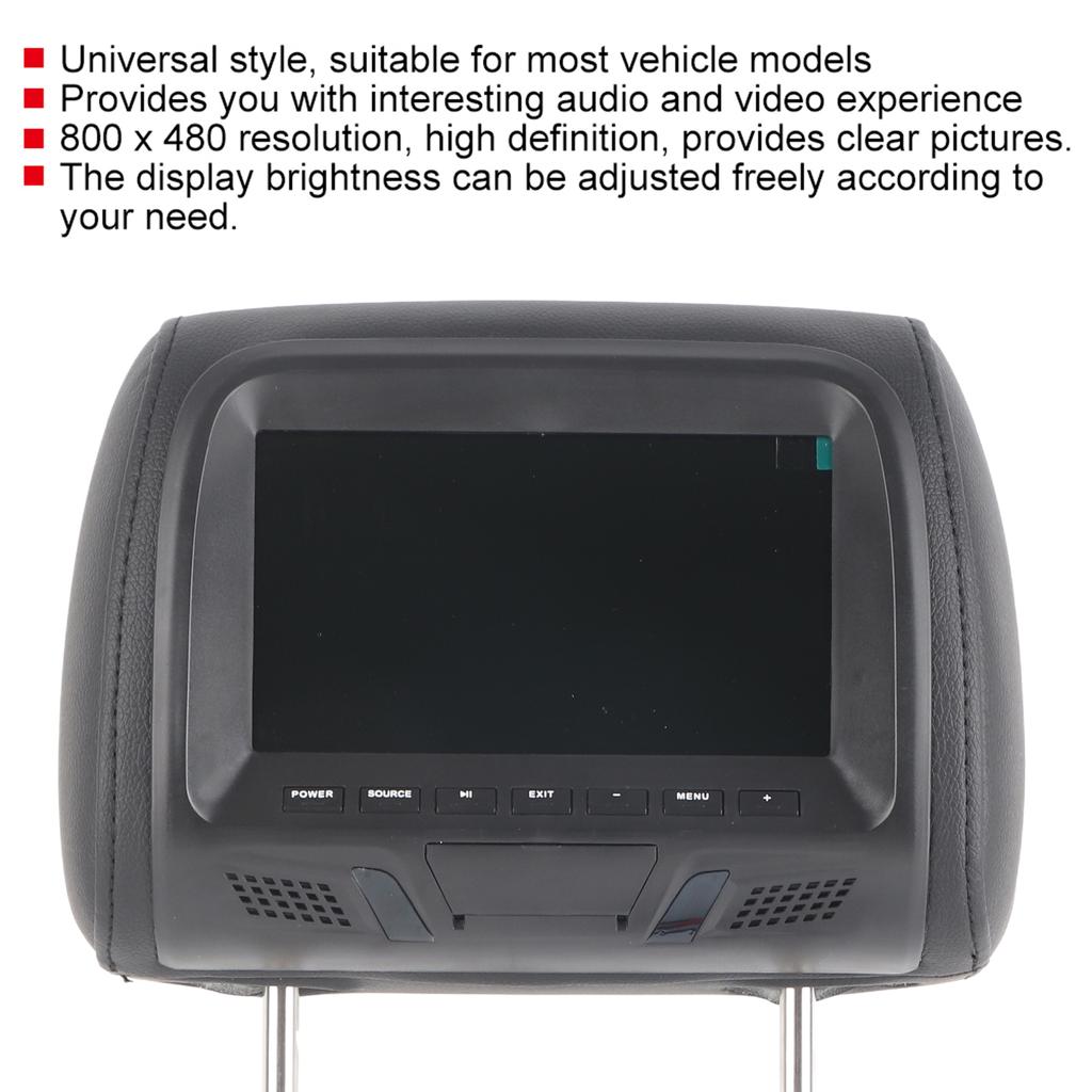 Universal 7in Auto Car Headrest Monitor MP5 Video Media Player High DefinitionBlack