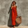 Women New Summer Solid Color Sling Dress, Loose Comfortable Casual Sleeveless Midi Dress