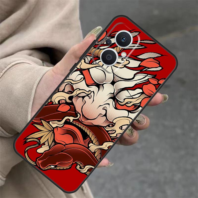 Japanese Hannya Oni Mask Case For OPPO Reno 8T 13F 14F 12F 11F 10 12 13 14 Pro 7 8 Lite OPPO Find X8 X6 X9 Pro Cover