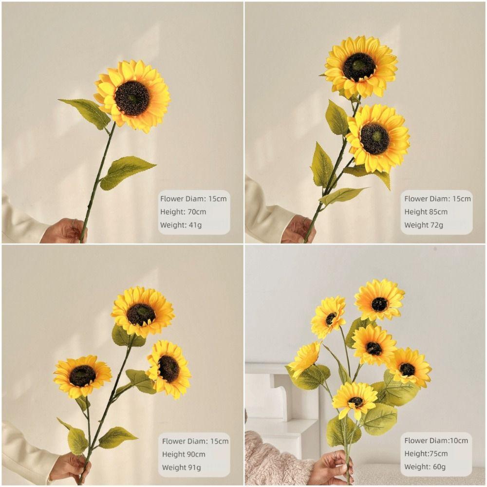 Silk Artificial Sunflower Long Stem Decorative Sunflower Fake Flowers Bouquet Table Centerpiece