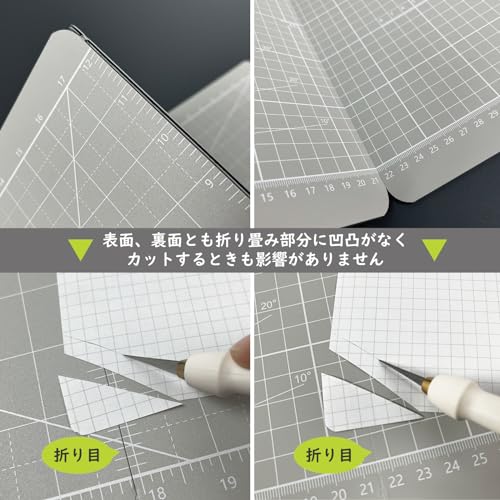 iMAT Flip Cutting Mat, M Type, Double-Sided, TPE, Foldable, Light Gray