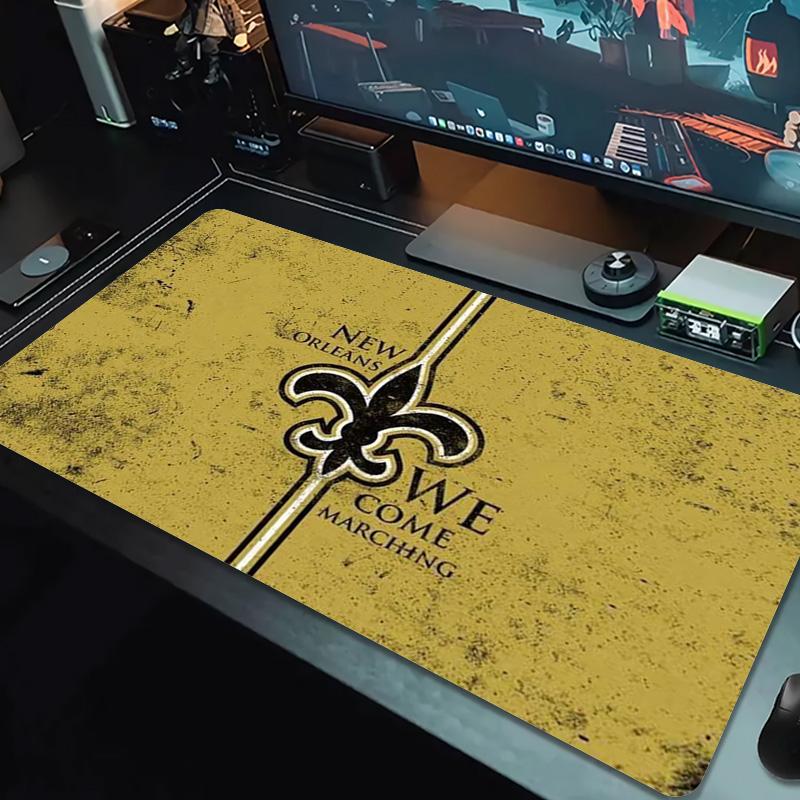 New Orleans Saints Farb-Mauspad Großes Gaming-Tischkissen Rutschfestes Laptop-Tablet Großes Mauspads XXL Matte Mini-PC Spielmatte Mit Verriegeltem Rand