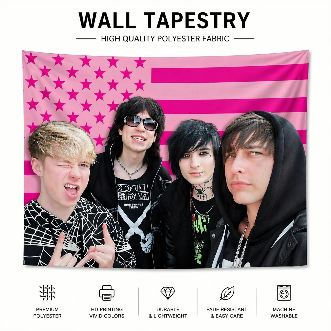 Textilien Pink Colby & Johnny Flag Banner 3X5ft, Jack Tapestry, 91X152cm Decor For Man Cave, College Dorm, Outdoor Celebration Adornments