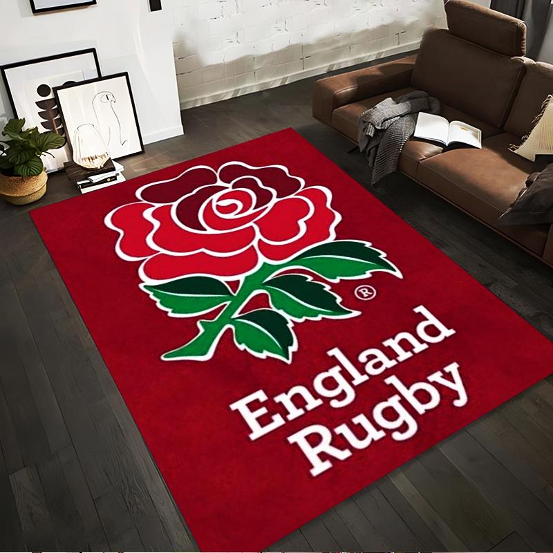 England Rugby Rose Emblem Non-slip Rug Suitable for Living Room and Bedroom Sofas.
