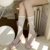 Japanese Style Sweet Hollow-Out Floral Lace Over Calf Long Socks Student Girls Cute Bowknot Frilly Stockings for Women