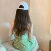 Green Xiao Zou Chrysanthemum Floral Hip-hugging Dress for Women, Summer Fresh Sexy Low-Cut Spaghetti Strap A-Line Skirt, Short Dress