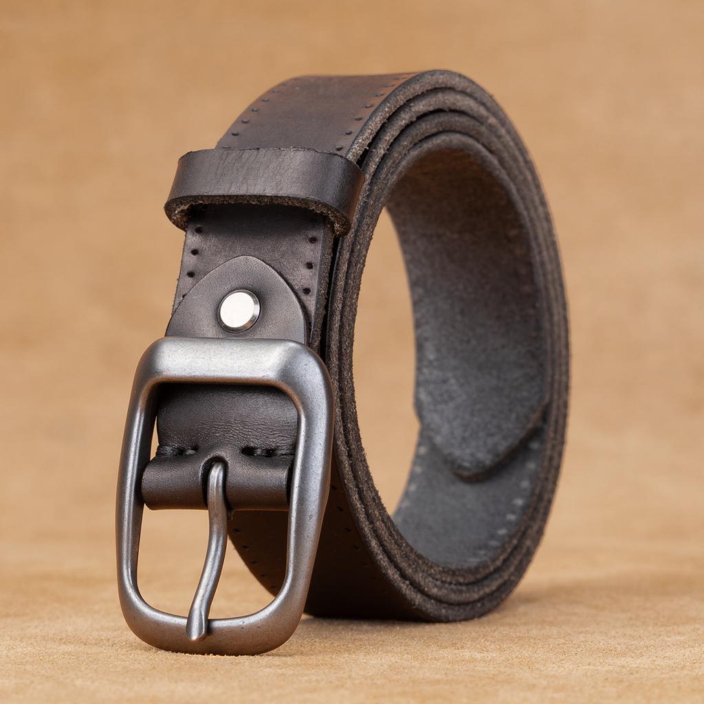 Retro Belt Men'S First Layer Cowhide Genuine Leather Versatile Tree Paste Leather Pin Buckle Belt Young And Middle-Aged Belt
