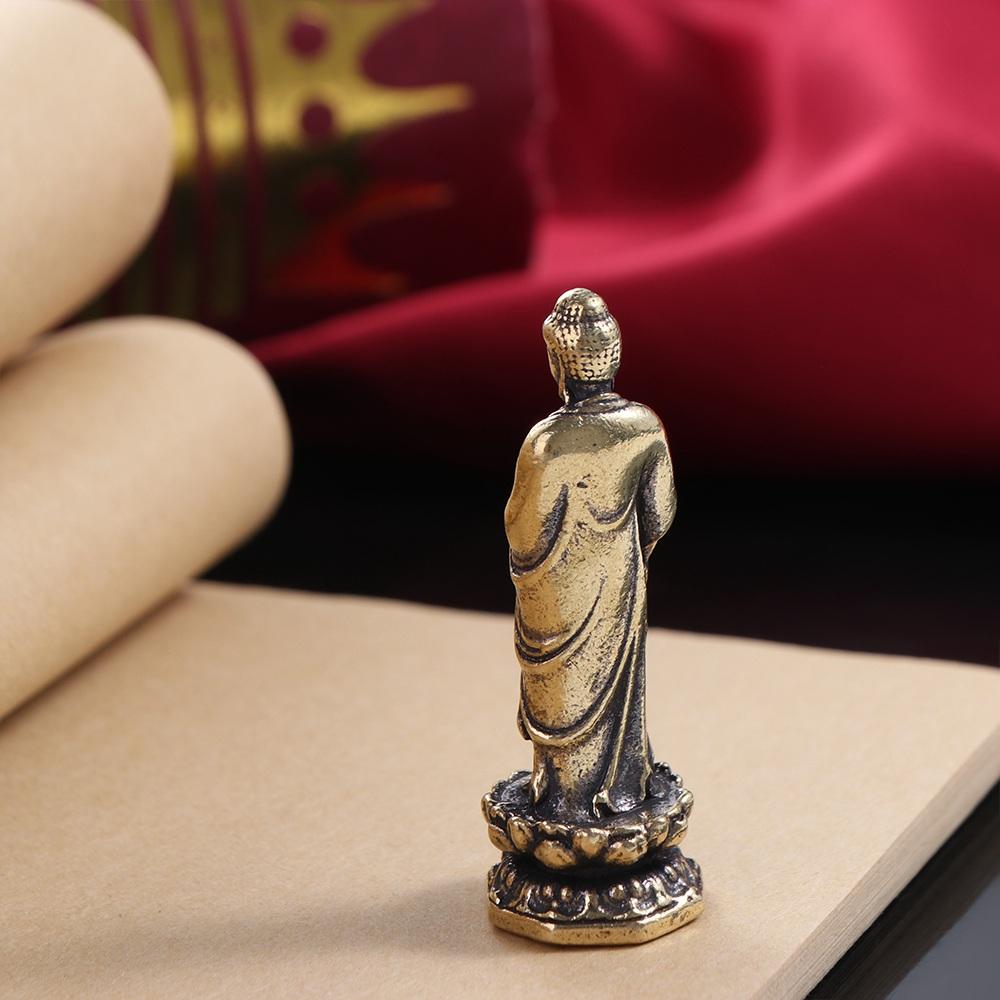 Lotus Guanyin Tathagata Buddha Statue Pure Brass Brass Buddha Sculpture  Office