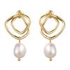 Yhpup Fashion Charm Geometric Drop Natural Pearl Earrings Korean Fashion Minimalist Exquisite Earrings Jewelry for Women Gift